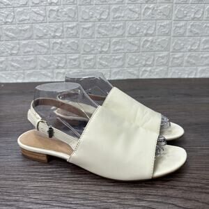 Madewell Alana Slingback Sandal WMN 9 White #H6729 Leather Open Toe Buckle Strap